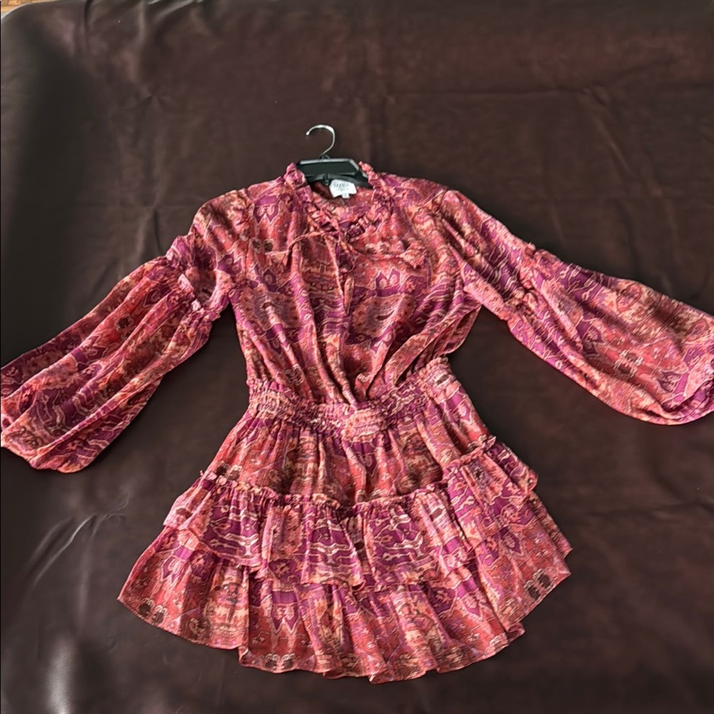 Misa Los Angeles Pink Ruffled Tiered Mini Dress